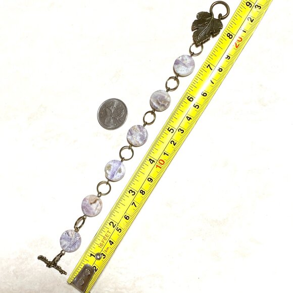 2/$20, Purple Opalized Fluorite Bracelet, Genuine Gemstone + Bronze Grape Leaf - Picture 12 of 12